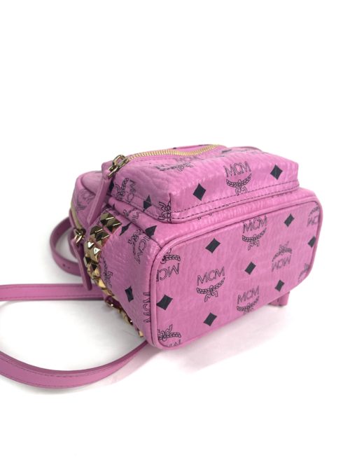 MCM Stark Bebe Boo Side Studs Backpack in Visetos Hot Pink X-Mini 21