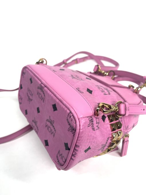 MCM Stark Bebe Boo Side Studs Backpack in Visetos Hot Pink X-Mini 25