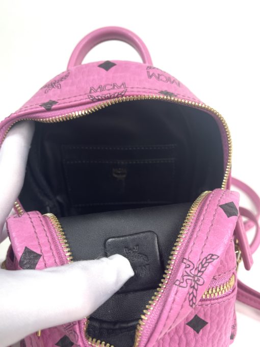 MCM Stark Bebe Boo Side Studs Backpack in Visetos Hot Pink X-Mini 10