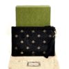 Gucci Black Leather Bee Star Motif Wristlet Pouch 3