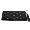 Gucci Black Leather Bee Star Motif Wristlet Pouch 10