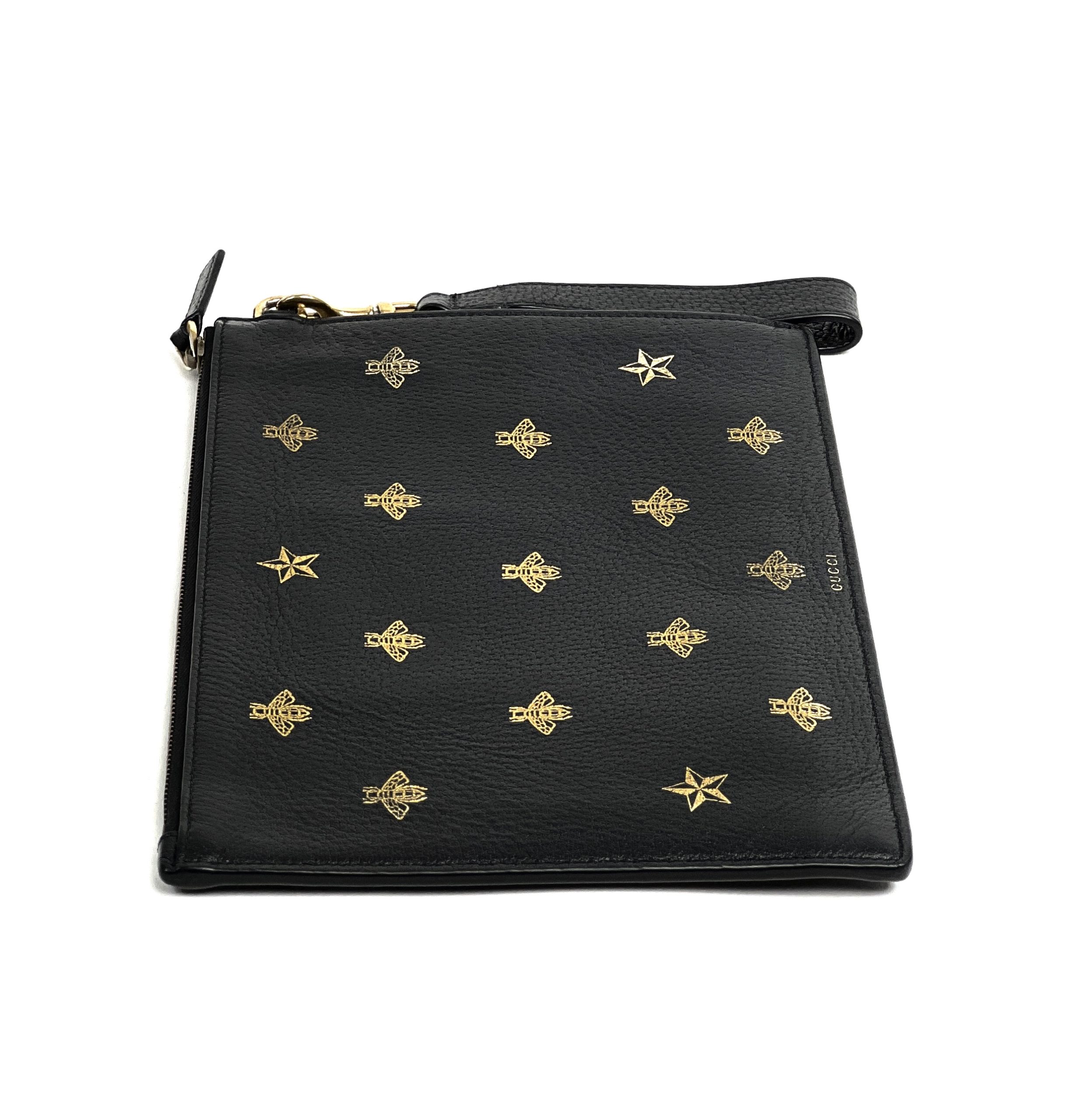 Gucci Animalier Bee Embroidered Pouch Clutch Bag