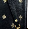 Gucci Black Leather Bee Star Motif Wristlet Pouch 15