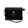 Gucci Black Leather Bee Star Motif Wristlet Pouch 20