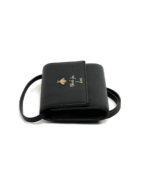 Gucci Black Leather Blind For Love Animalier Bee Shoulder Bag 16