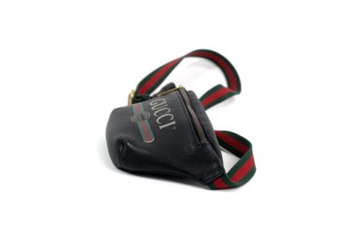 Gucci Small Black Leather Logo Belt Bum Bag 6