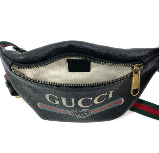 Gucci Small Black Leather Logo Belt Bum Bag 5
