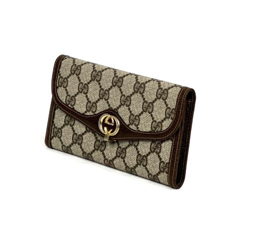 Gucci GG 1960s Vintage Centerfold Brown Wallet