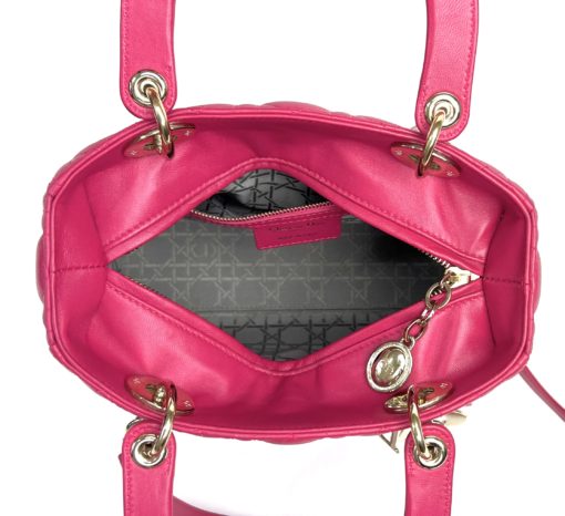 Christian Dior Lady Dior Hot Pink Lambskin Cannage Medium Shoulder Bag  3