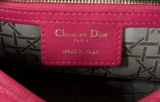 Christian Dior Lady Dior Hot Pink Lambskin Cannage Medium Shoulder Bag  16