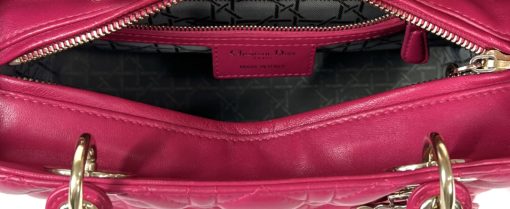 Christian Dior Lady Dior Hot Pink Lambskin Cannage Medium Shoulder Bag  15