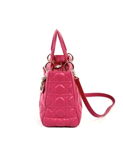 Christian Dior Lady Dior Hot Pink Lambskin Cannage Medium Shoulder Bag  6