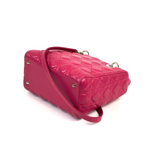 Christian Dior Lady Dior Hot Pink Lambskin Cannage Medium Shoulder Bag  9