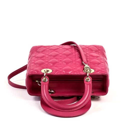 Christian Dior Lady Dior Hot Pink Lambskin Cannage Medium Shoulder Bag  8