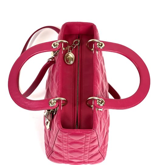 Christian Dior Lady Dior Hot Pink Lambskin Cannage Medium Shoulder Bag  7