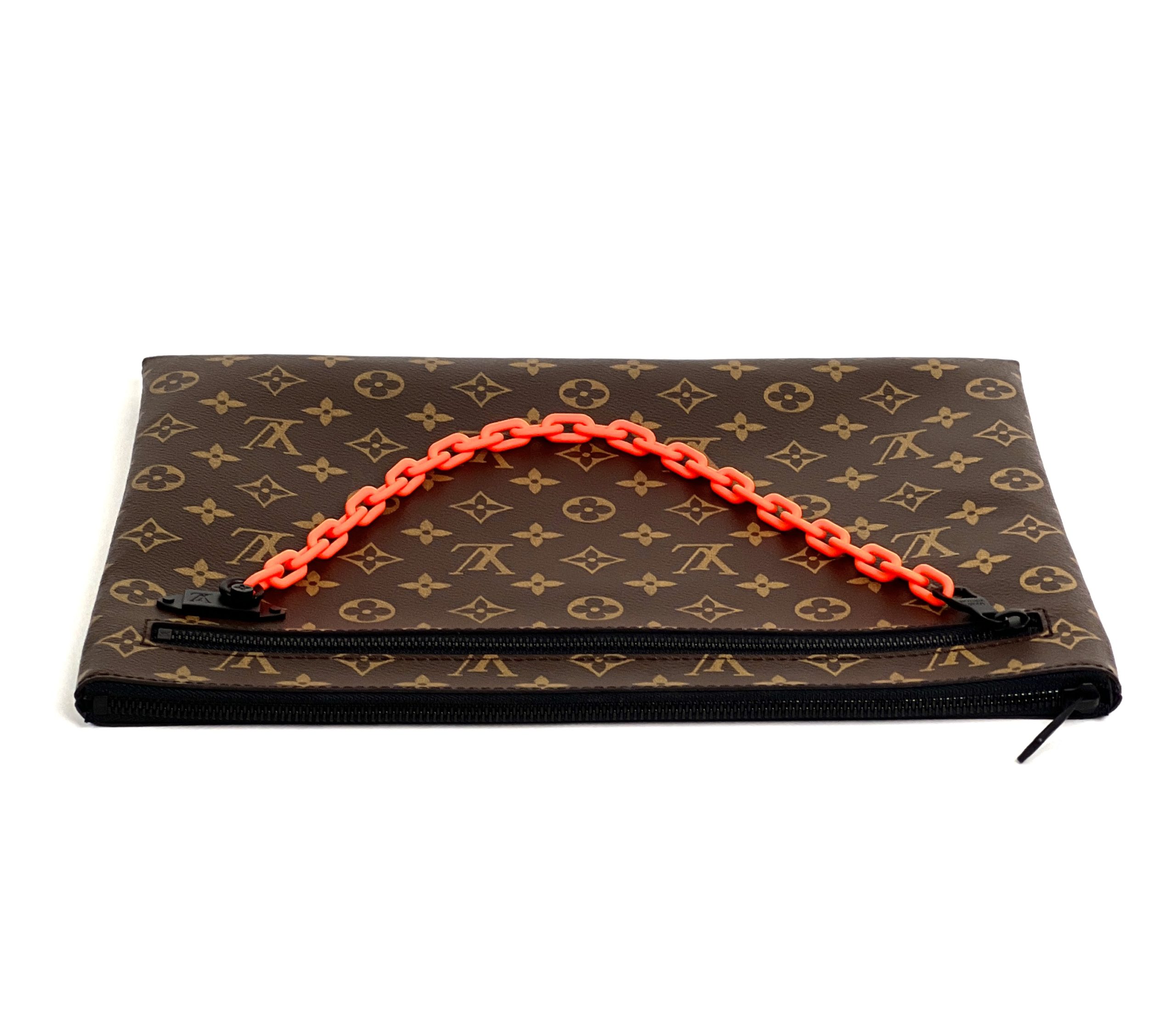 Virgil Abloh Brown Monogram Coated Canvas Chain Clutch Gold Hardware, 2019
