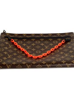 Virgil Abloh Brown Monogram Coated Canvas Chain Clutch Gold Hardware, 2019