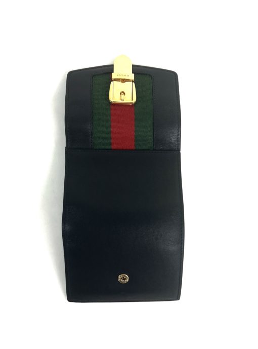 Gucci Sylvie Black Web Tri-fold Compact Wallet 4