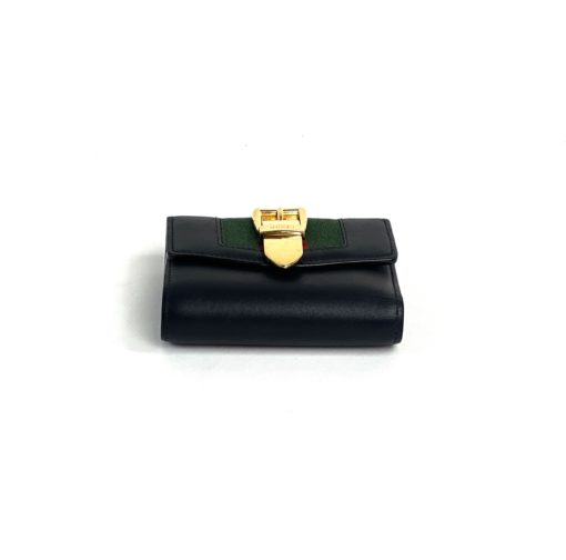 Gucci Sylvie Black Web Tri-fold Compact Wallet 7