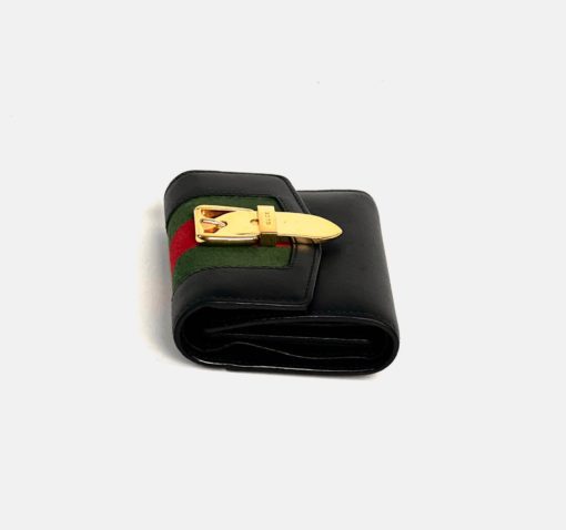 Gucci Sylvie Black Web Tri-fold Compact Wallet 5