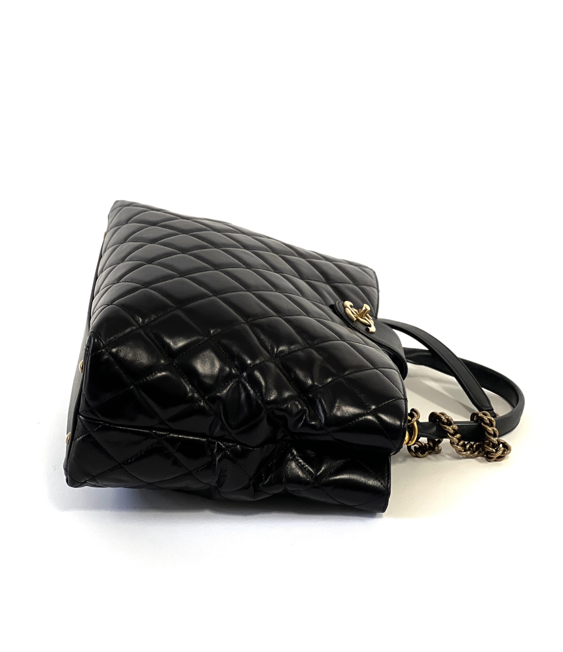 Chanel Large Black Quilted Aged Calfskin Gold Bar Tote - A World Of Goods  For You, LLC