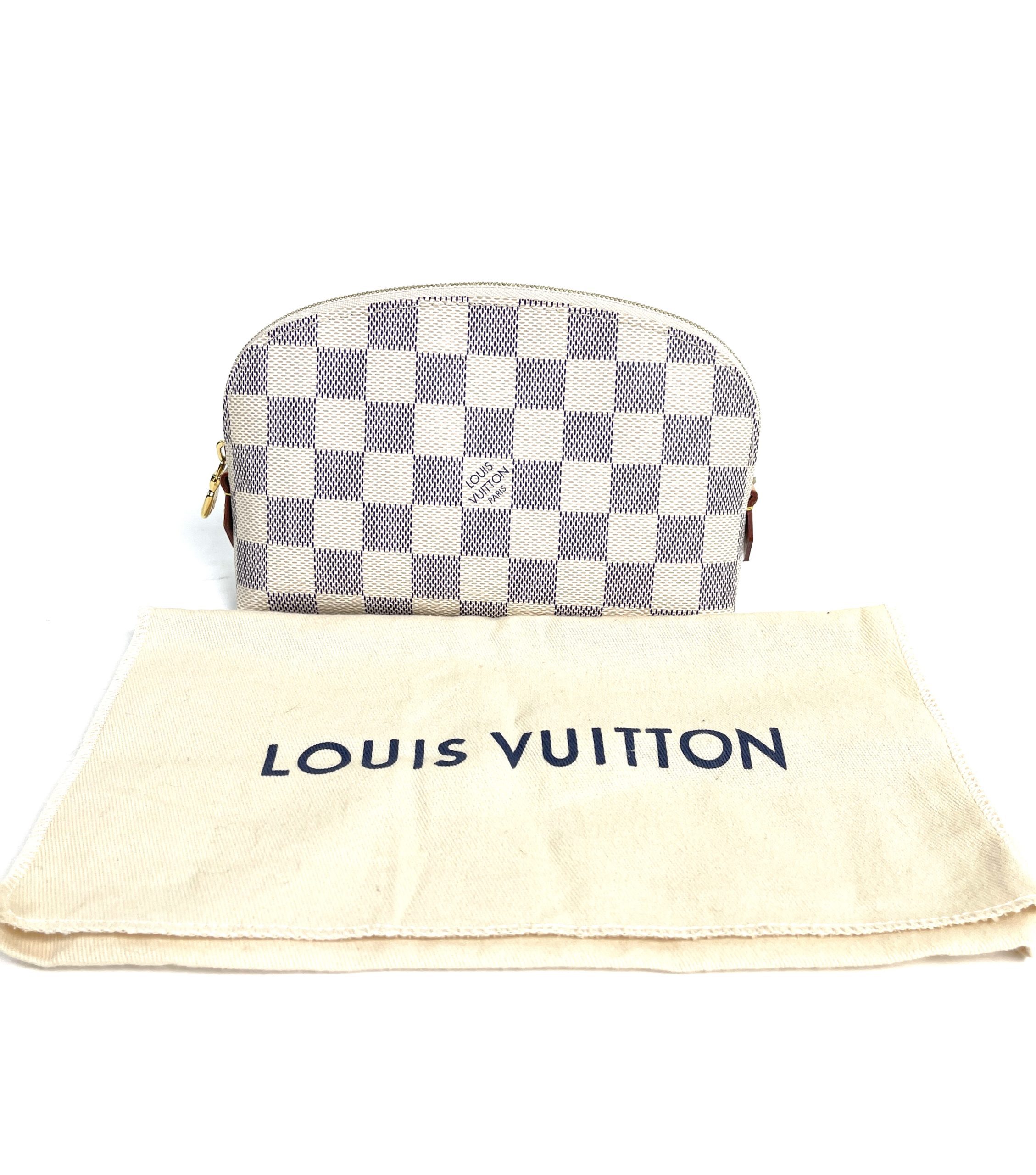 LOUIS VUITTON Damier Azur Cosmetic Pouch White