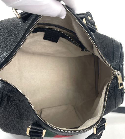 Gucci Joy Black leather Web Boston Bag with long strap 29