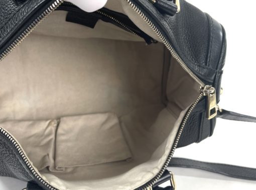 Gucci Joy Black leather Web Boston Bag with long strap 26
