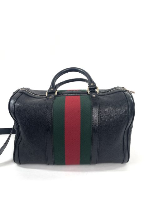 Gucci Joy Black leather Web Boston Bag with long strap 7