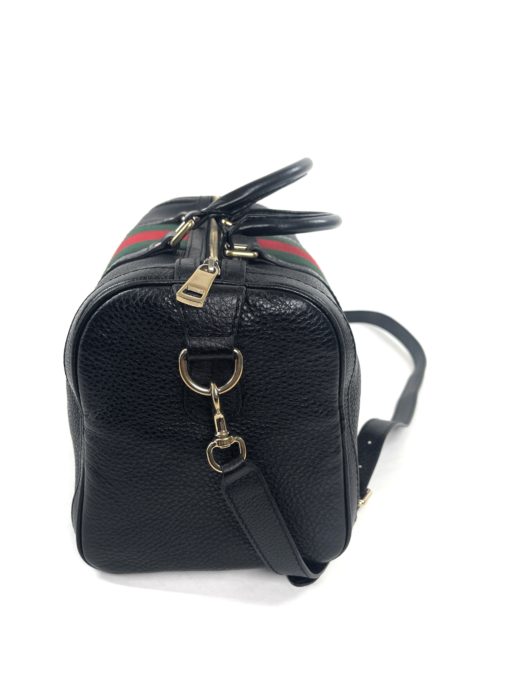 Gucci Vintage Web Leather Boston Bag in Black