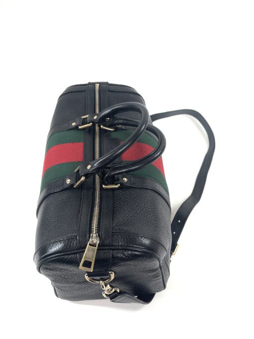 Gucci Joy Black leather Web Boston Bag with long strap 22