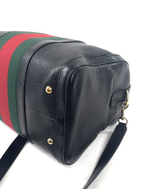 Gucci Joy Black leather Web Boston Bag with long strap 17