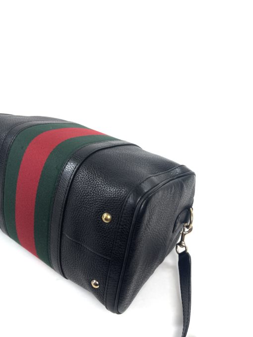 Gucci Joy Black leather Web Boston Bag with long strap 23