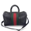 Gucci Joy Black leather Web Boston Bag with long strap 33