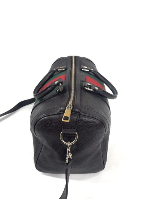 Gucci Joy Dark Brown Leather Web Boston Bag with long strap 17