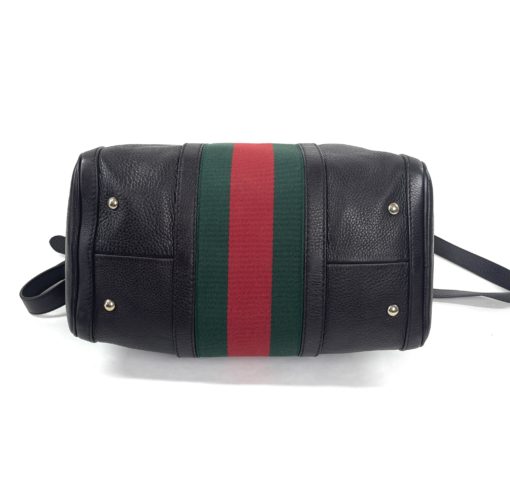 Gucci Joy Dark Brown Leather Web Boston Bag with long strap 15