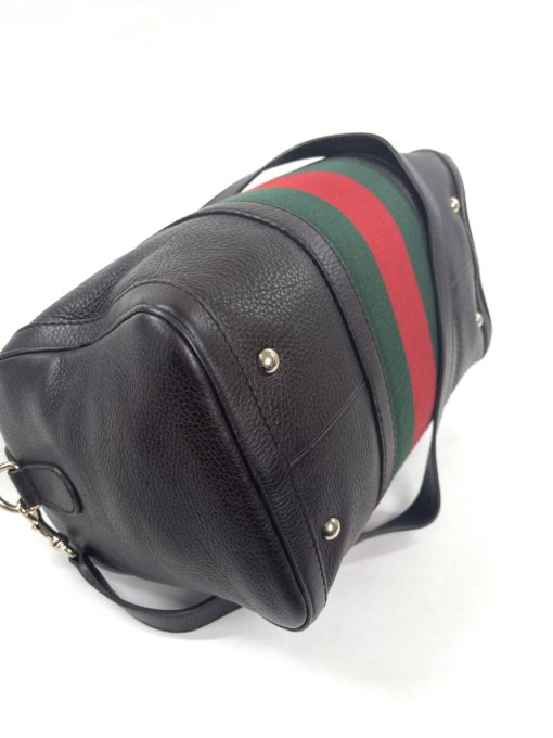 Gucci Joy Dark Brown Leather Web Boston Bag with long strap 20