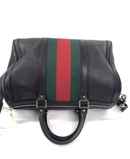 Gucci Joy Dark Brown Leather Web Boston Bag with long strap 13