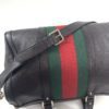 Gucci Joy Dark Brown Leather Web Boston Bag with long strap 23