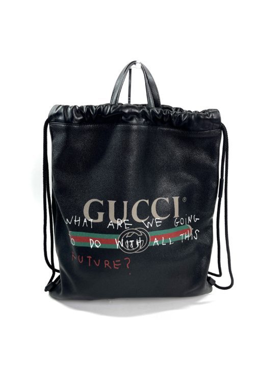 Gucci x Coco Captain Collaboration Black Drawstring Backpack 