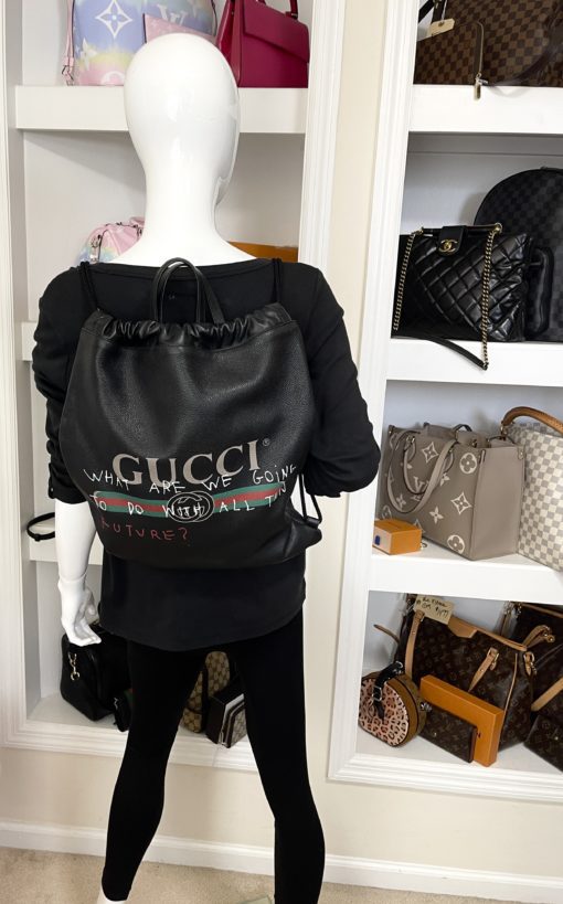 Gucci x Coco Captain Collaboration Black Drawstring Backpack  18
