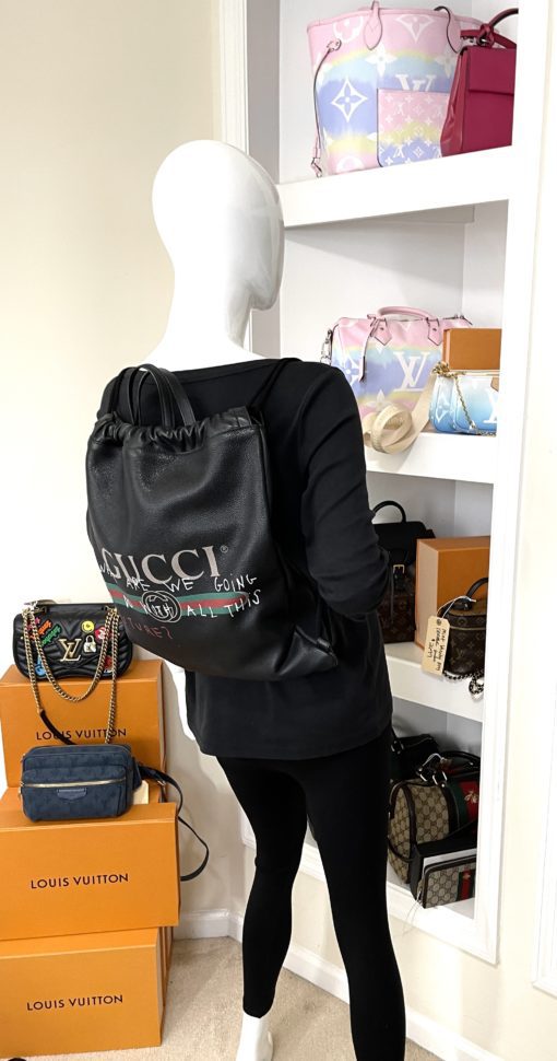 Gucci x Coco Captain Collaboration Black Drawstring Backpack  3