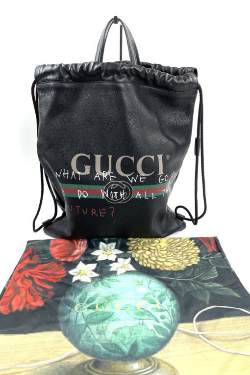 Gucci x Coco Captain Collaboration Black Drawstring Backpack  5