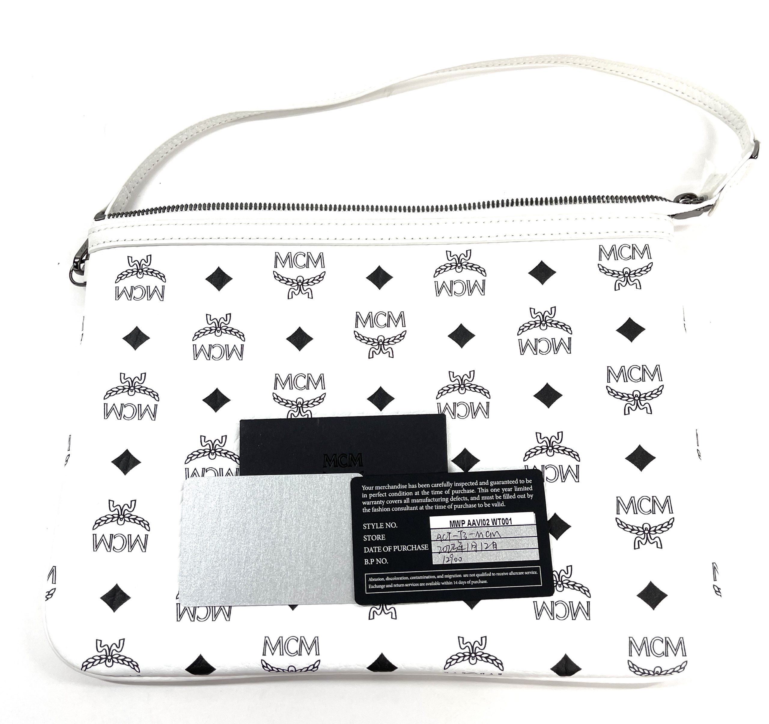 MCM White Visetos Medium Pouch Shoulder Bag - A World Of Goods For You, LLC
