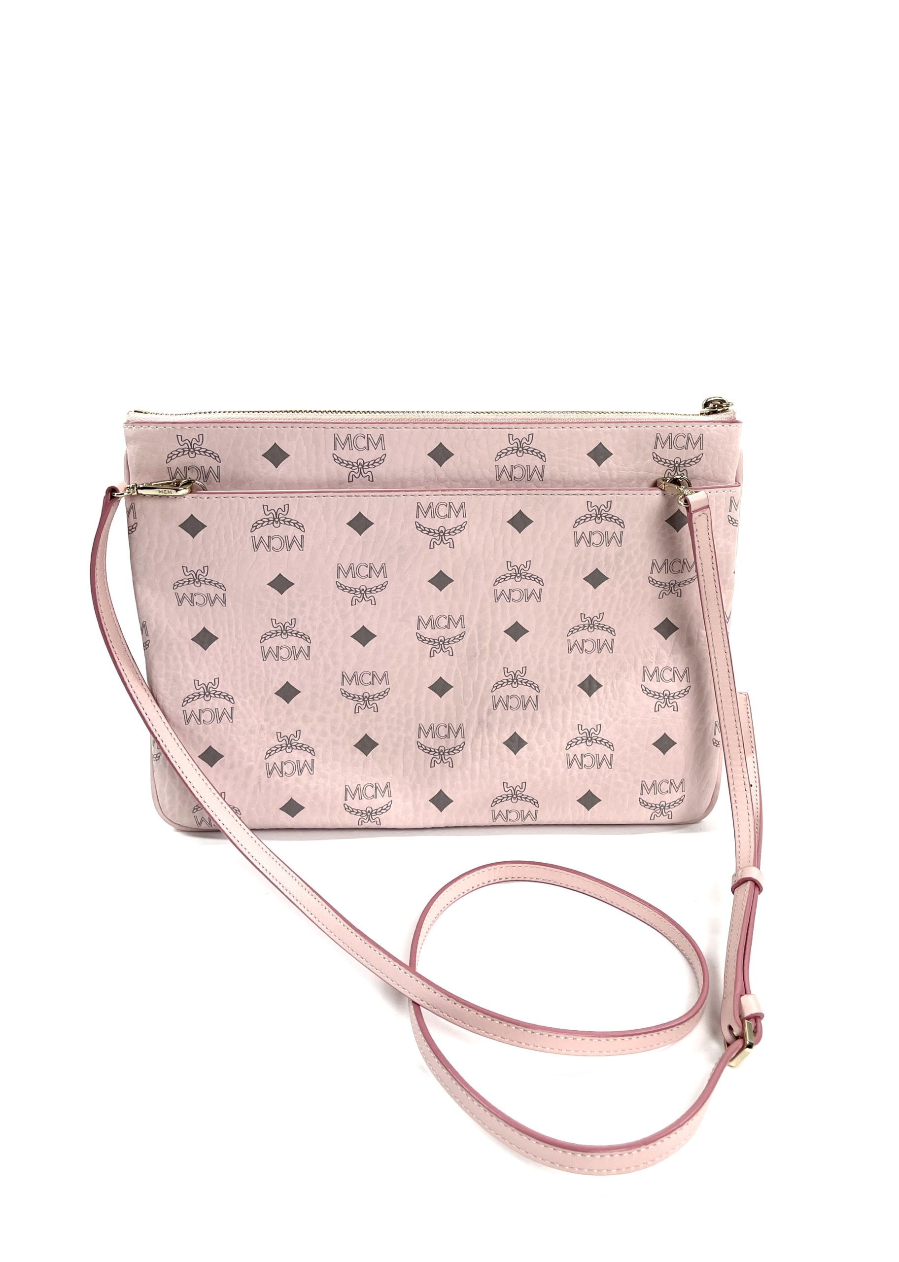 MCM Visetos Small Powder Pink Crossbody Belt Bag - A World Of