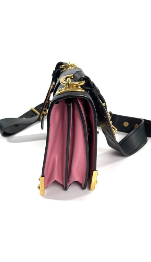 Prada City Calf Saffiano Cahier Bag Geranio Black Crossbody Bag 11