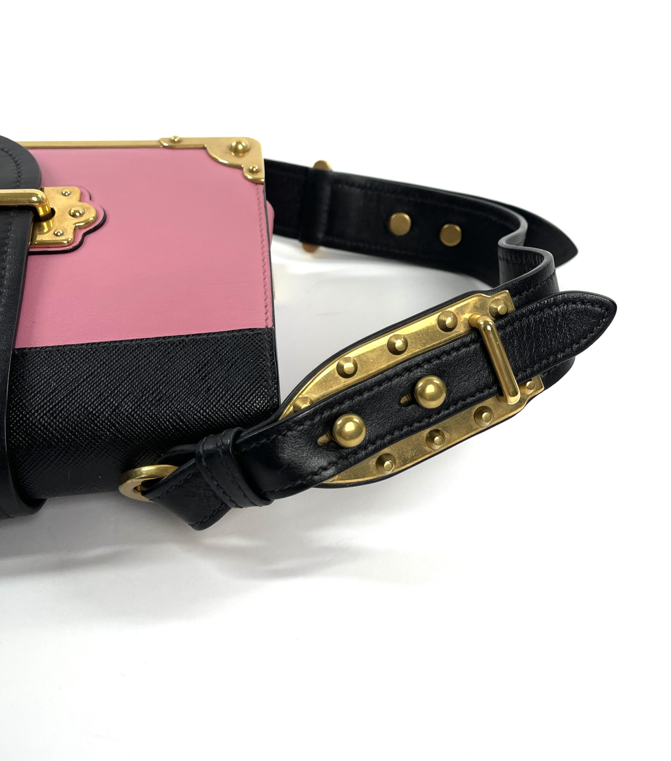 Prada Black/White Saffiano Leather Trim 'Cahier' Crossbody Bag