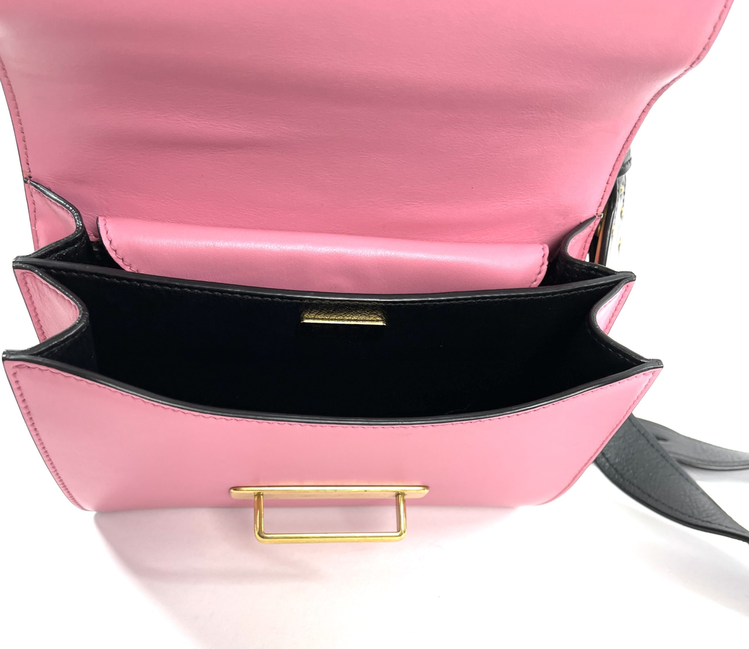 Prada Pink/Black Leather City Calf and Saffiano Leather Cahier Bag