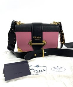 Prada City Calf Saffiano Cahier Bag Geranio Black Shoulder Bag - A World Of  Goods For You, LLC