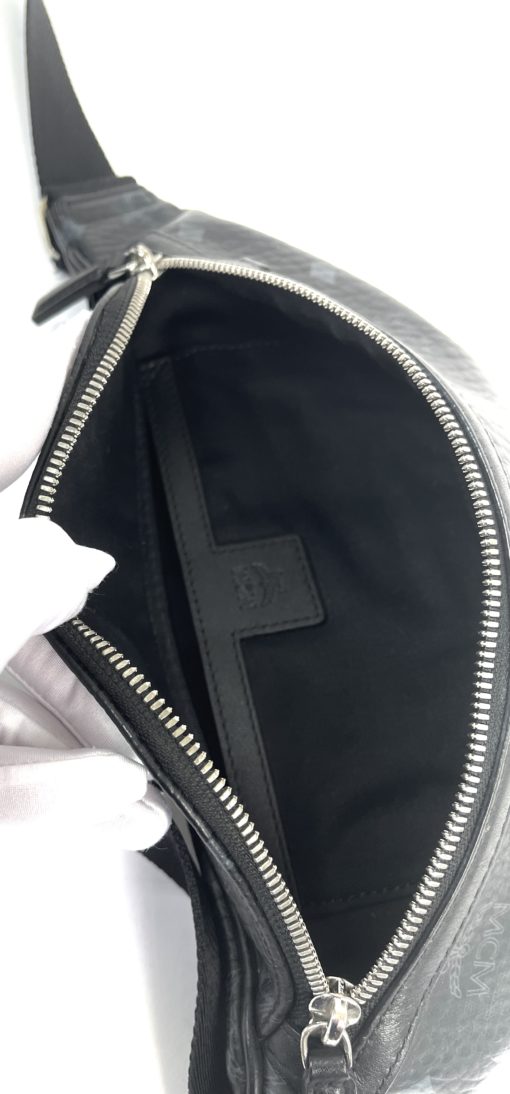 MCM Fursten Black Medium Belt Bag in Visetos 6